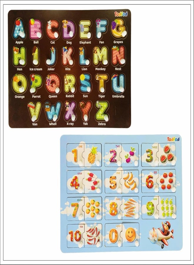 Todfod Wooden Learning Educational Board for Kids, Puzzle Toys Boys & Girls (Alphabets, Numbers & Shapes) (ABC, Numbers & Shapes) (ABCD 4 in 1 & English Numbers) - Image 1